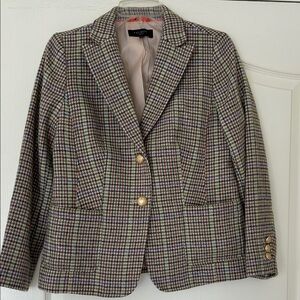Talbots Women's Plaid Blazer with Gold Buttons